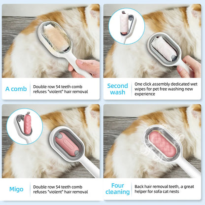 4-in-1 Cat Hair Brush with Water Tank – Premium Grooming & Cleaning Brush for Cats and Dogs