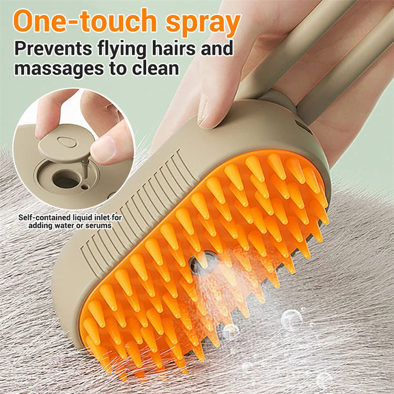 4-in-1 Steam Pet Brush with Water Tank
